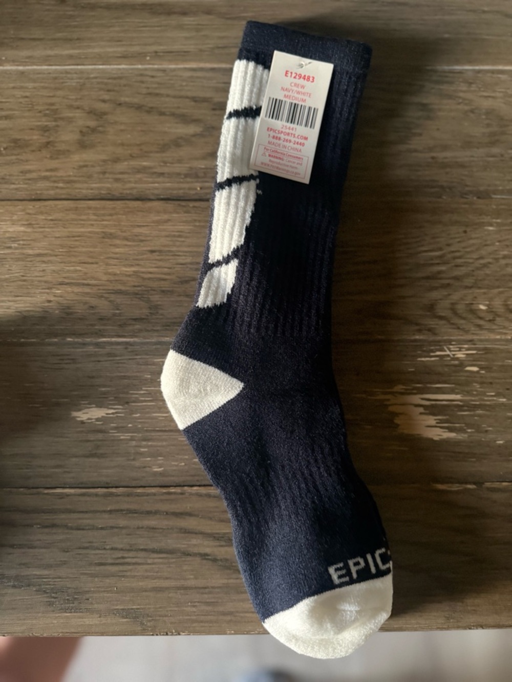 Performance Crew Sock - Navy & White